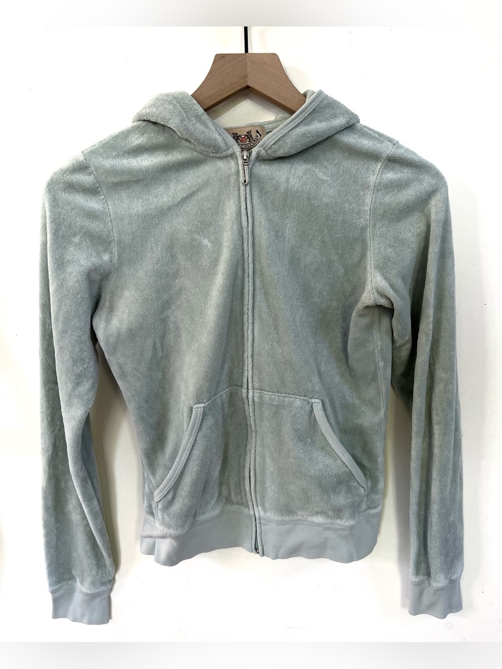Juicy Couture Terry Cloth Zip Hoodie Mint Green Y2K Lounge Jacket Size M